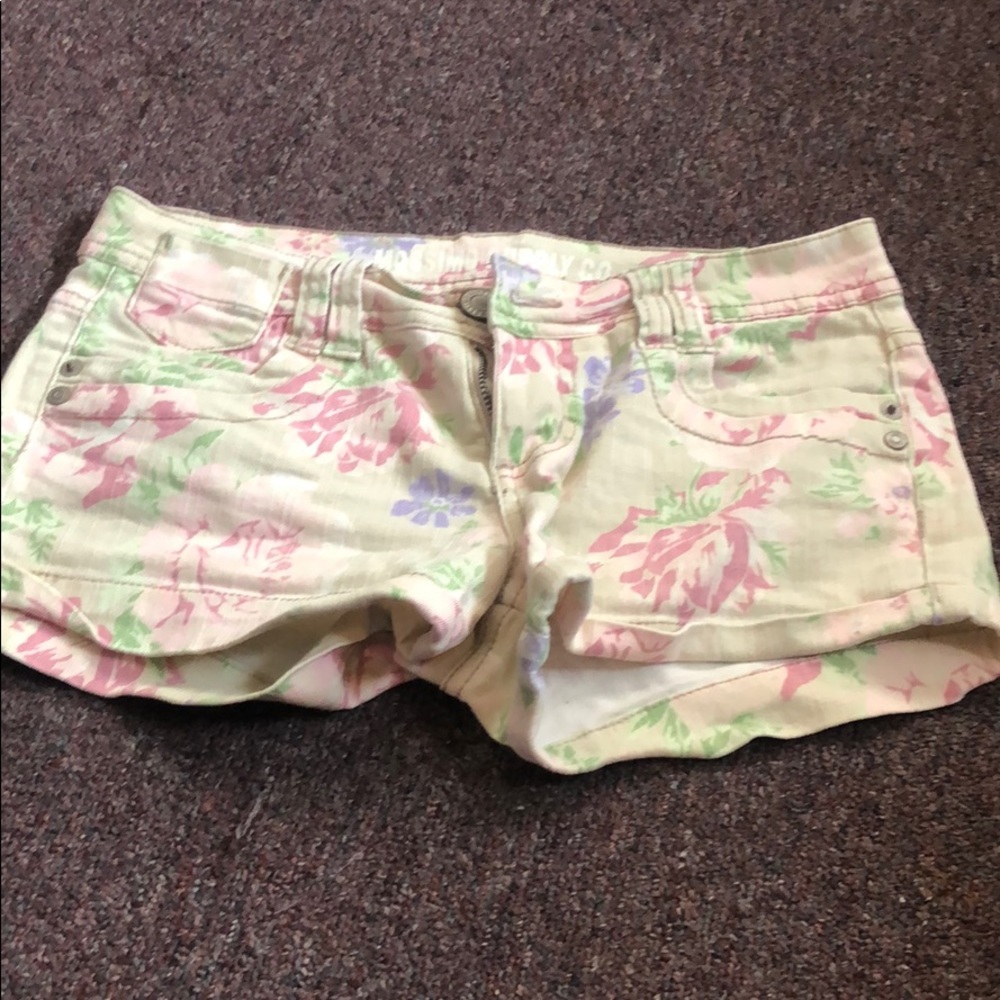 Floral jean shorts
